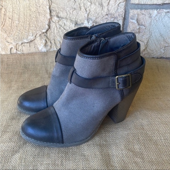 LC Lauren Conrad Farren Booties High Heel Brown Canvas Side Zip Size 7 - Picture 1 of 12
